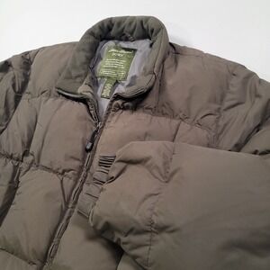 Eddie Bauer Men Down Puffer Jacket XL Olive Green‎ Goose Down Coat